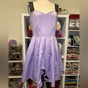 Lavender Maleficent Dragon Dress with Black Lace Trim